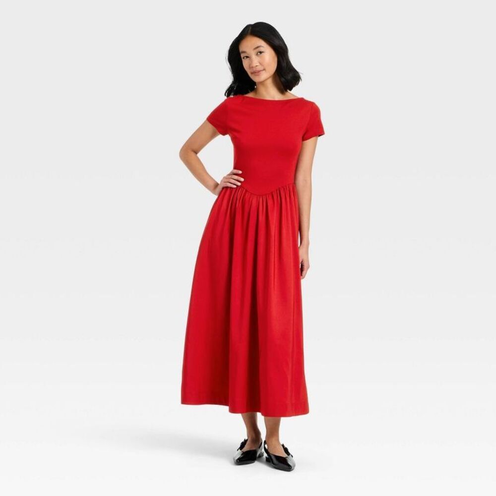 A New Day - Women's Backless Knit Maxi Dress - A New Day Dark  Dark Red